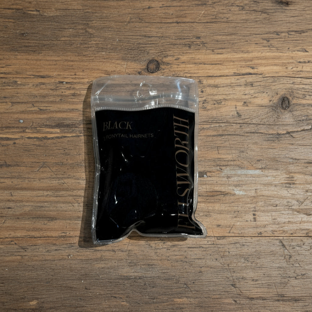 pack of ellsworth hairnets in black on wooden table
