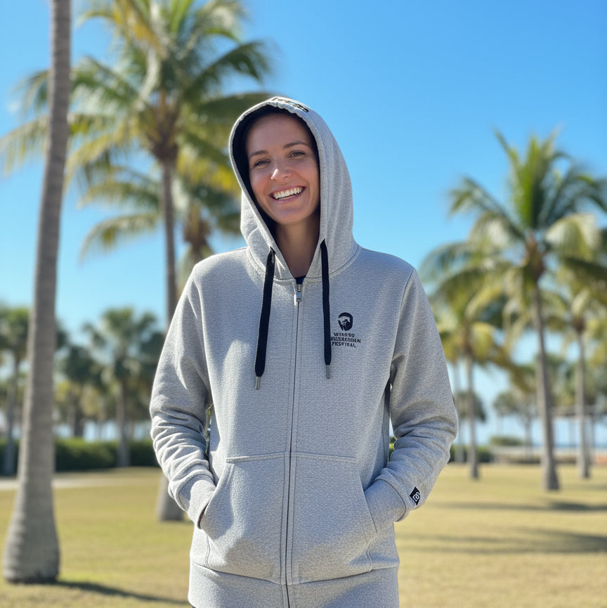 grey unisex WEF zip up hoodie
