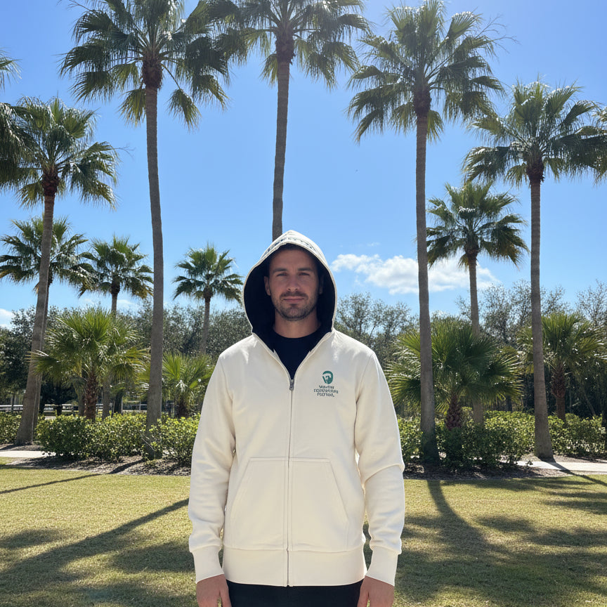 wef unisex zip up hoodie star white