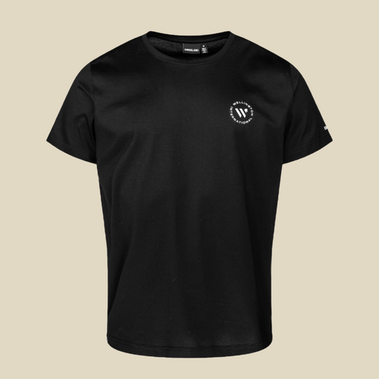 wellington international t-shirt in black with white logo