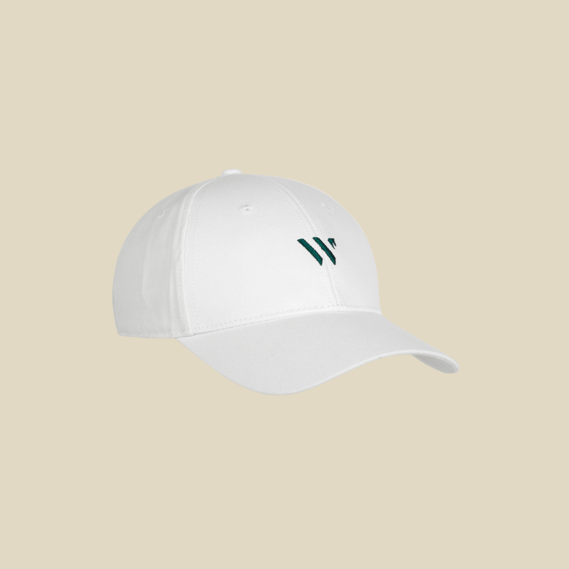 wellington international hat in white with green logo